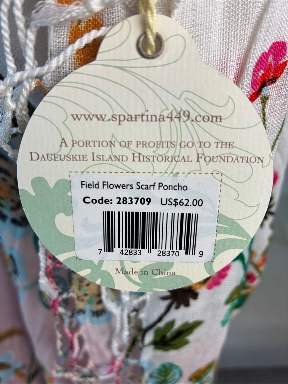 Spartina Floral Light Pink Ombre Shawl with Fringe - Picture 11 of 13